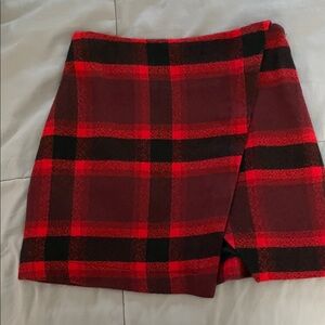 Abercrombie & Fitch Red and Black Plaid Mini Skirt